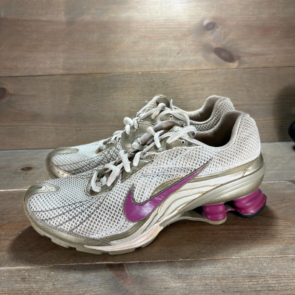 Nike Shox Vivify Womens size 6.5 shoes White gold Mesh Y2K Running sneakers